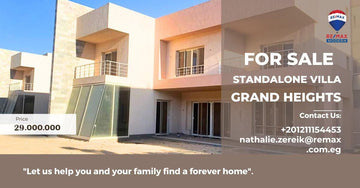 Villa 906.35m for sale in Grand Heights Compound - 6th of October - 29,000,000 EGP cash or installments.